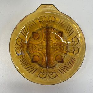 Vintage Indiana Killarney Amber Iridescent Carnival Divided Relish Dish Glass